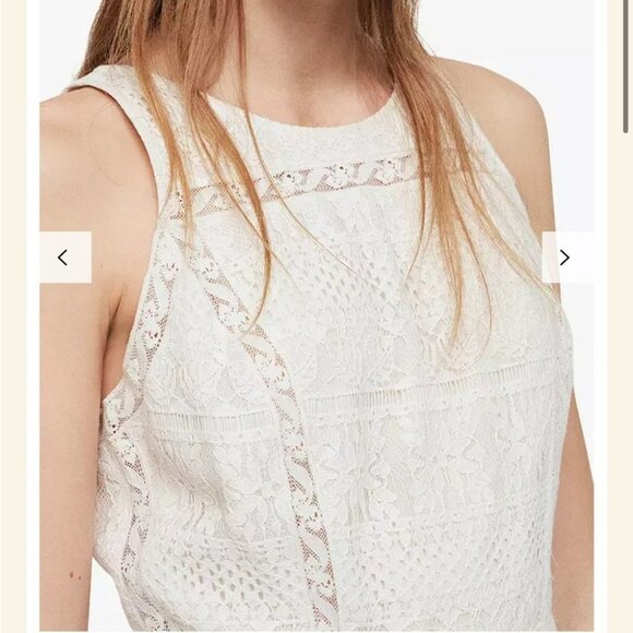NWT Allsaints Melia Lace sleeveless mini Dress Size 6 in Oyster White - Picture 7 of 16